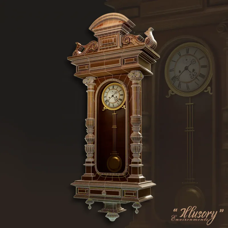 Detailed 3D Victorian clock model