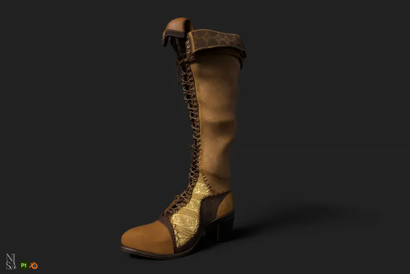 Textured leather witch boots
